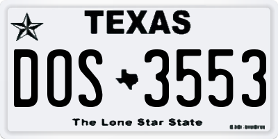 TX license plate DOS3553