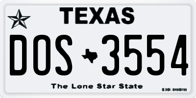 TX license plate DOS3554