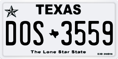 TX license plate DOS3559