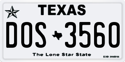 TX license plate DOS3560