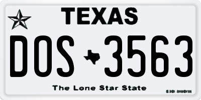 TX license plate DOS3563
