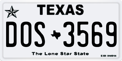 TX license plate DOS3569