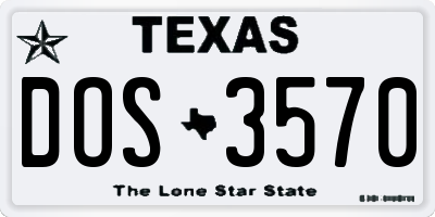 TX license plate DOS3570