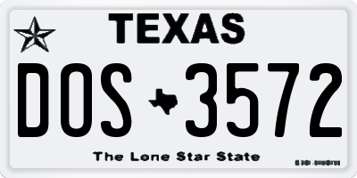 TX license plate DOS3572