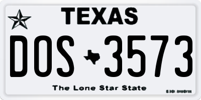 TX license plate DOS3573