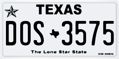 TX license plate DOS3575