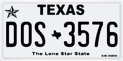 TX license plate DOS3576