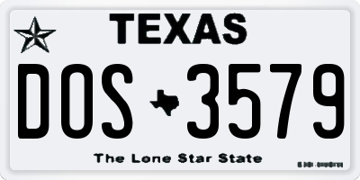 TX license plate DOS3579
