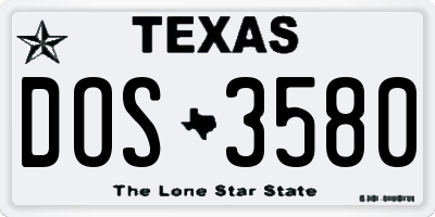 TX license plate DOS3580