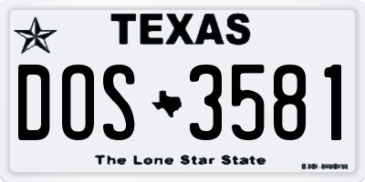 TX license plate DOS3581