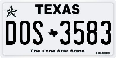 TX license plate DOS3583