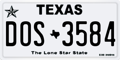 TX license plate DOS3584