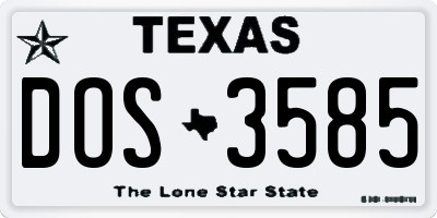 TX license plate DOS3585