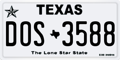 TX license plate DOS3588