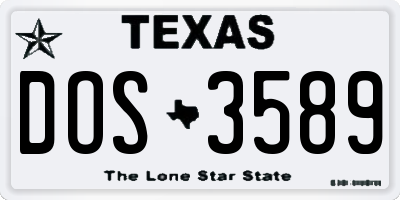 TX license plate DOS3589