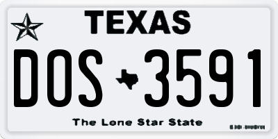 TX license plate DOS3591