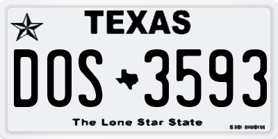 TX license plate DOS3593