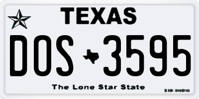 TX license plate DOS3595