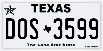 TX license plate DOS3599