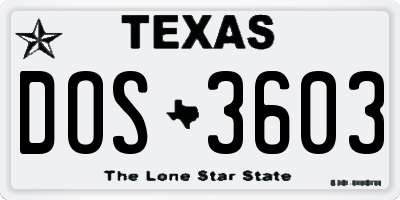 TX license plate DOS3603