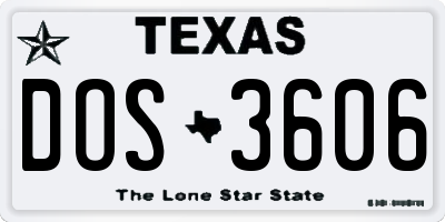TX license plate DOS3606