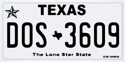 TX license plate DOS3609