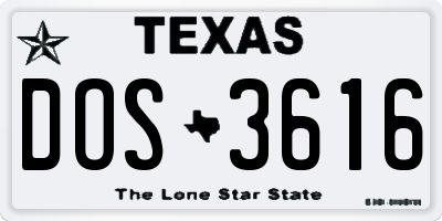 TX license plate DOS3616