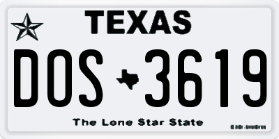 TX license plate DOS3619