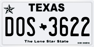 TX license plate DOS3622