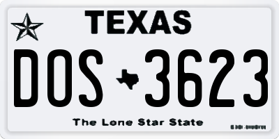 TX license plate DOS3623