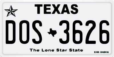 TX license plate DOS3626