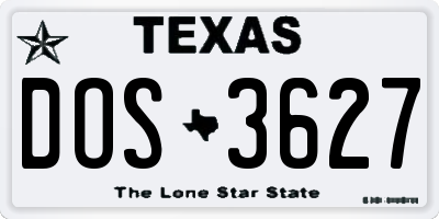 TX license plate DOS3627