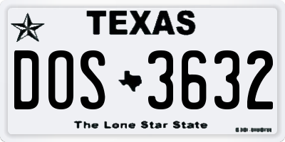 TX license plate DOS3632