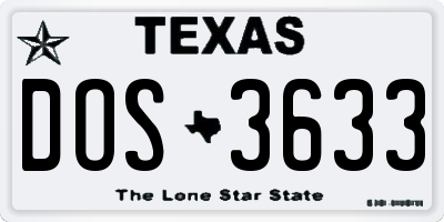 TX license plate DOS3633