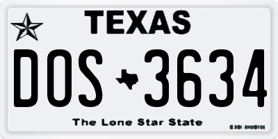 TX license plate DOS3634