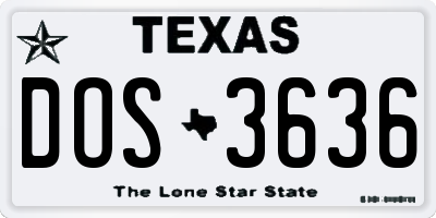 TX license plate DOS3636