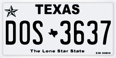 TX license plate DOS3637