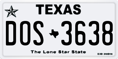 TX license plate DOS3638