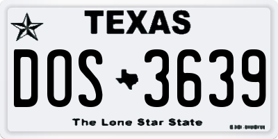 TX license plate DOS3639