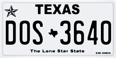 TX license plate DOS3640
