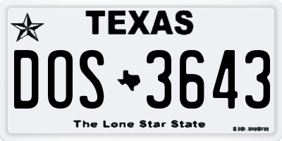 TX license plate DOS3643