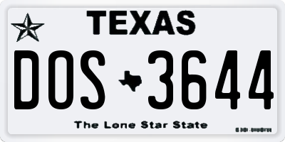 TX license plate DOS3644