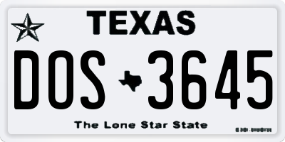 TX license plate DOS3645