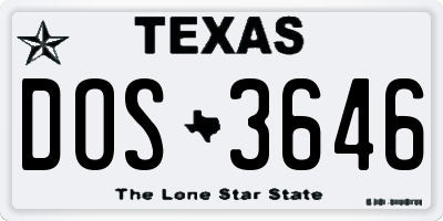 TX license plate DOS3646