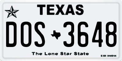 TX license plate DOS3648