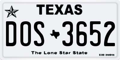 TX license plate DOS3652