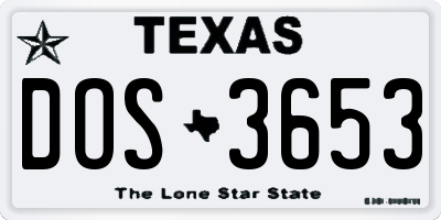TX license plate DOS3653