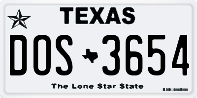 TX license plate DOS3654