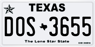 TX license plate DOS3655