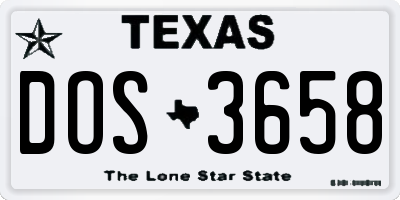 TX license plate DOS3658